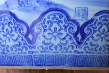 アンティーク雑貨　古民具・骨董　山水の図　大きなアンティーク瀬戸火鉢