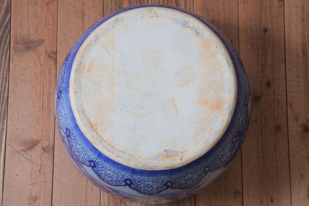 アンティーク雑貨　古民具・骨董　山水の図　大きなアンティーク瀬戸火鉢