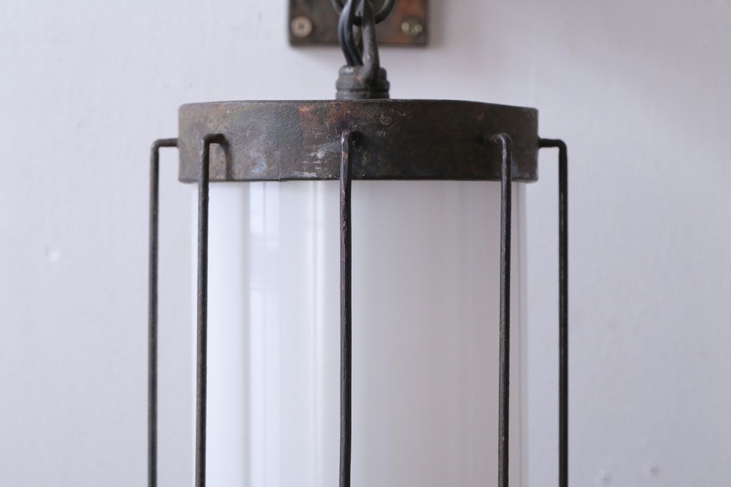 ジャンク品　古民具・骨董　大正期　古金具のおしゃれなアンティーク壁掛け照明(2)