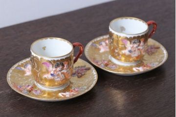 アンティーク雑貨　アンティーク　イタリアRichard Ginori(リチャード・ジノリ)　カポディモンテ　カップ&ソーサー2客セット(洋食器)
