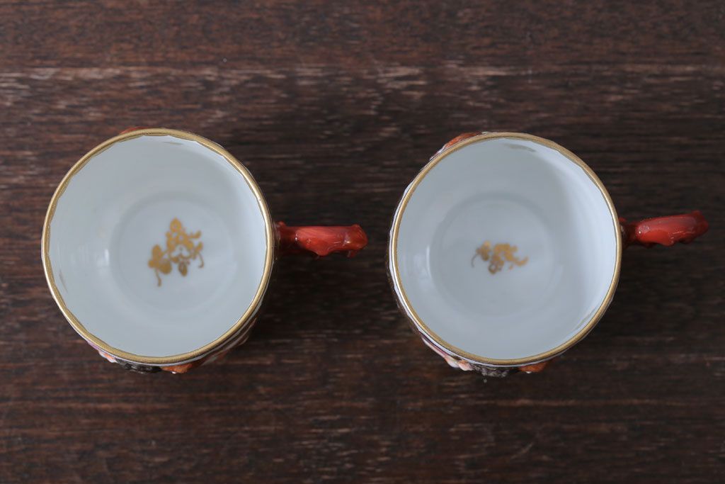 アンティーク雑貨　アンティーク　イタリアRichard Ginori(リチャード・ジノリ)　カポディモンテ　カップ&ソーサー2客セット(洋食器)