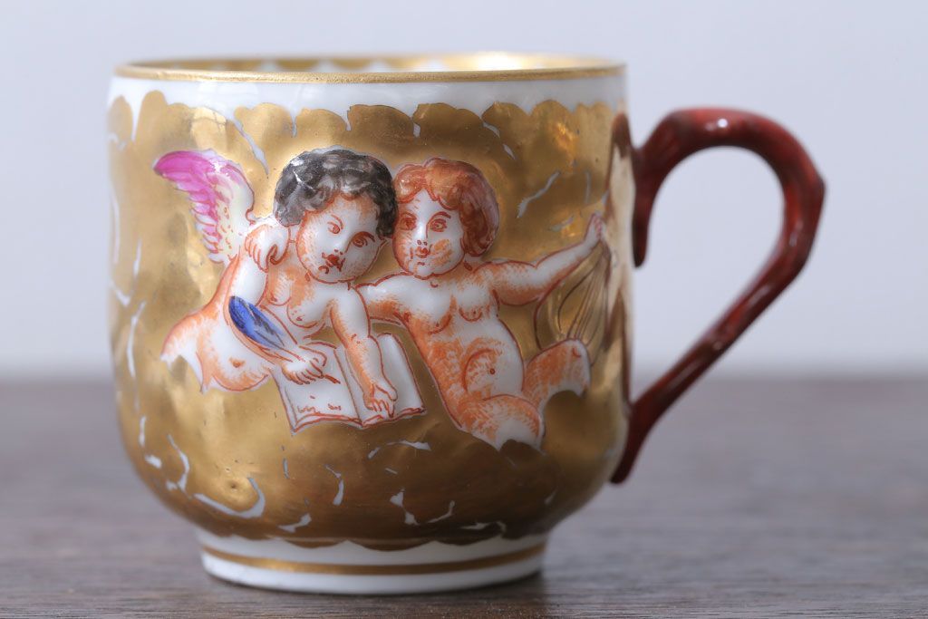 アンティーク雑貨　アンティーク　イタリアRichard Ginori(リチャード・ジノリ)　カポディモンテ　カップ&ソーサー2客セット(洋食器)