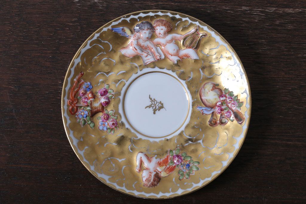 アンティーク雑貨　アンティーク　イタリアRichard Ginori(リチャード・ジノリ)　カポディモンテ　カップ&ソーサー2客セット(洋食器)