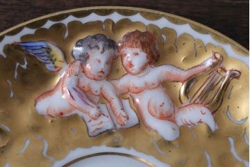 アンティーク雑貨　アンティーク　イタリアRichard Ginori(リチャード・ジノリ)　カポディモンテ　カップ&ソーサー2客セット(洋食器)