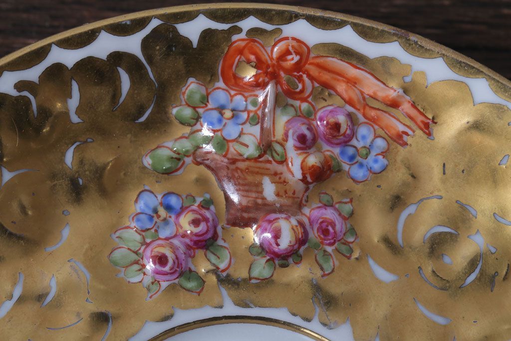 アンティーク雑貨　アンティーク　イタリアRichard Ginori(リチャード・ジノリ)　カポディモンテ　カップ&ソーサー2客セット(洋食器)