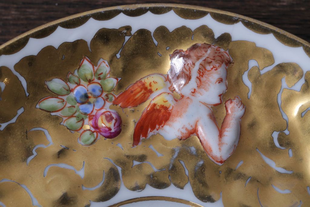 アンティーク雑貨　アンティーク　イタリアRichard Ginori(リチャード・ジノリ)　カポディモンテ　カップ&ソーサー2客セット(洋食器)