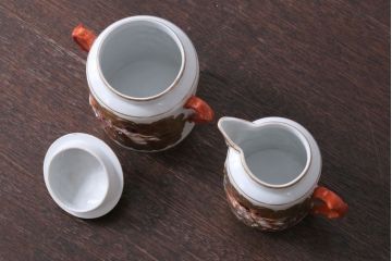 アンティーク雑貨　アンティーク　イタリアRichard Ginori(リチャード・ジノリ)　カポディモンテ　クリーマー・シュガーポット2点セット(洋食器)