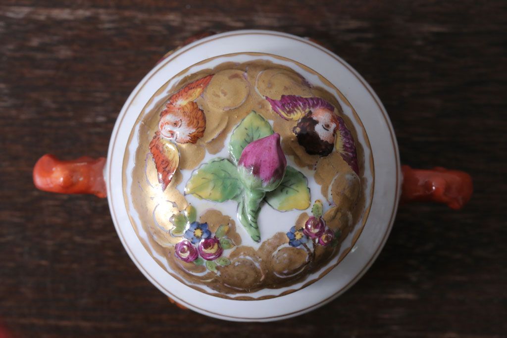 アンティーク雑貨　アンティーク　イタリアRichard Ginori(リチャード・ジノリ)　カポディモンテ　クリーマー・シュガーポット2点セット(洋食器)