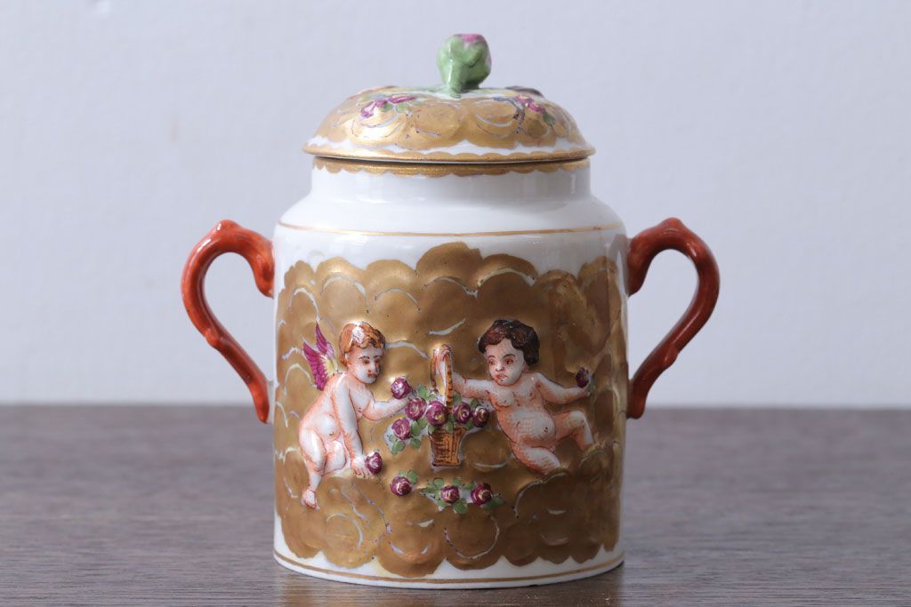 アンティーク雑貨　アンティーク　イタリアRichard Ginori(リチャード・ジノリ)　カポディモンテ　クリーマー・シュガーポット2点セット(洋食器)