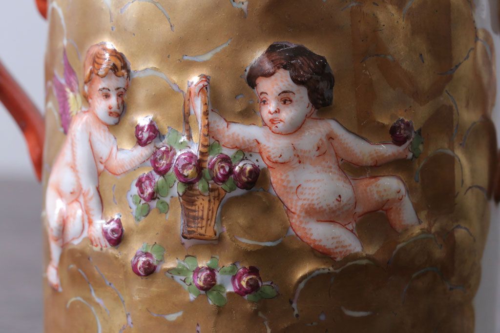 アンティーク雑貨　アンティーク　イタリアRichard Ginori(リチャード・ジノリ)　カポディモンテ　クリーマー・シュガーポット2点セット(洋食器)