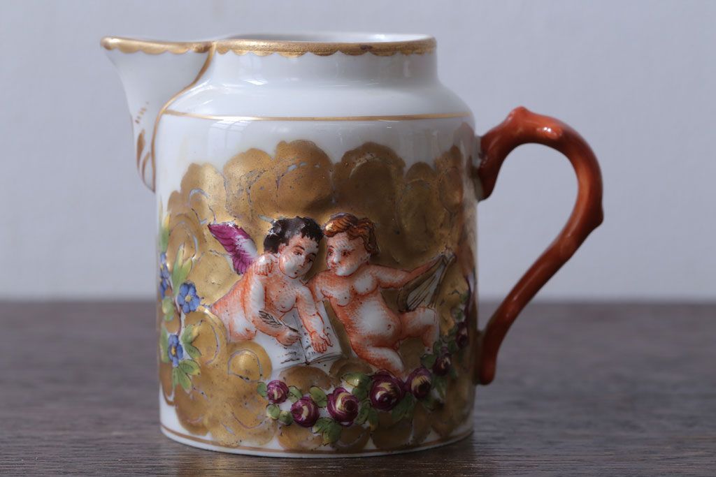 アンティーク雑貨　アンティーク　イタリアRichard Ginori(リチャード・ジノリ)　カポディモンテ　クリーマー・シュガーポット2点セット(洋食器)