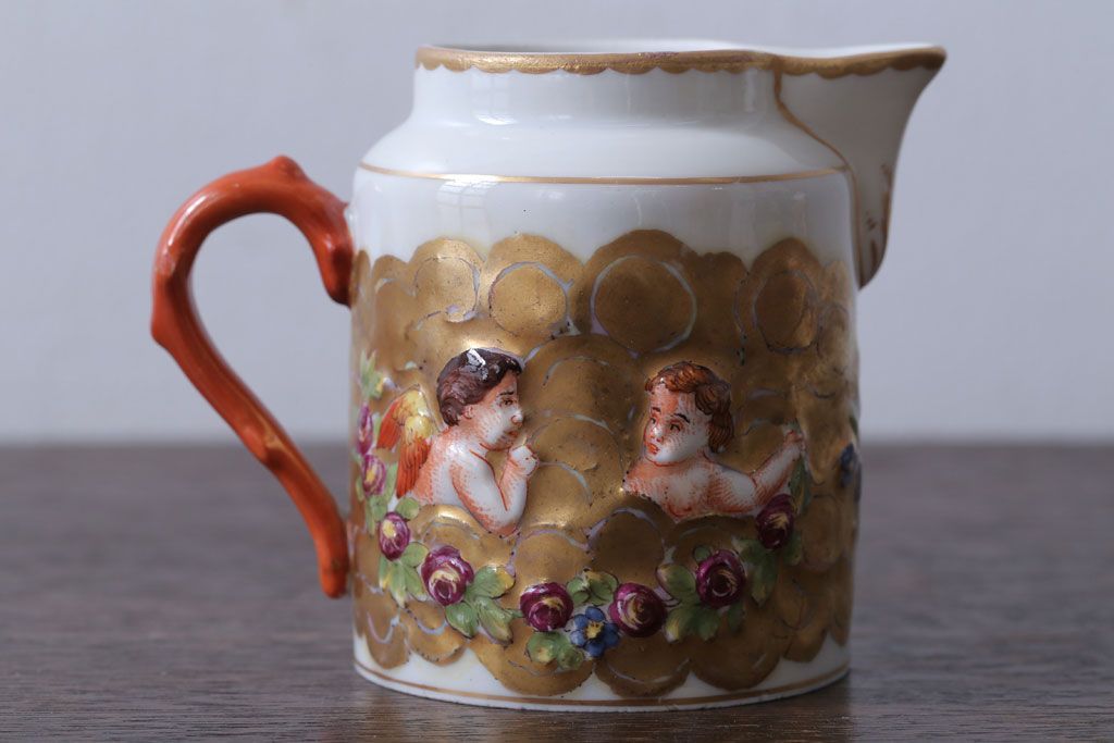 アンティーク雑貨　アンティーク　イタリアRichard Ginori(リチャード・ジノリ)　カポディモンテ　クリーマー・シュガーポット2点セット(洋食器)