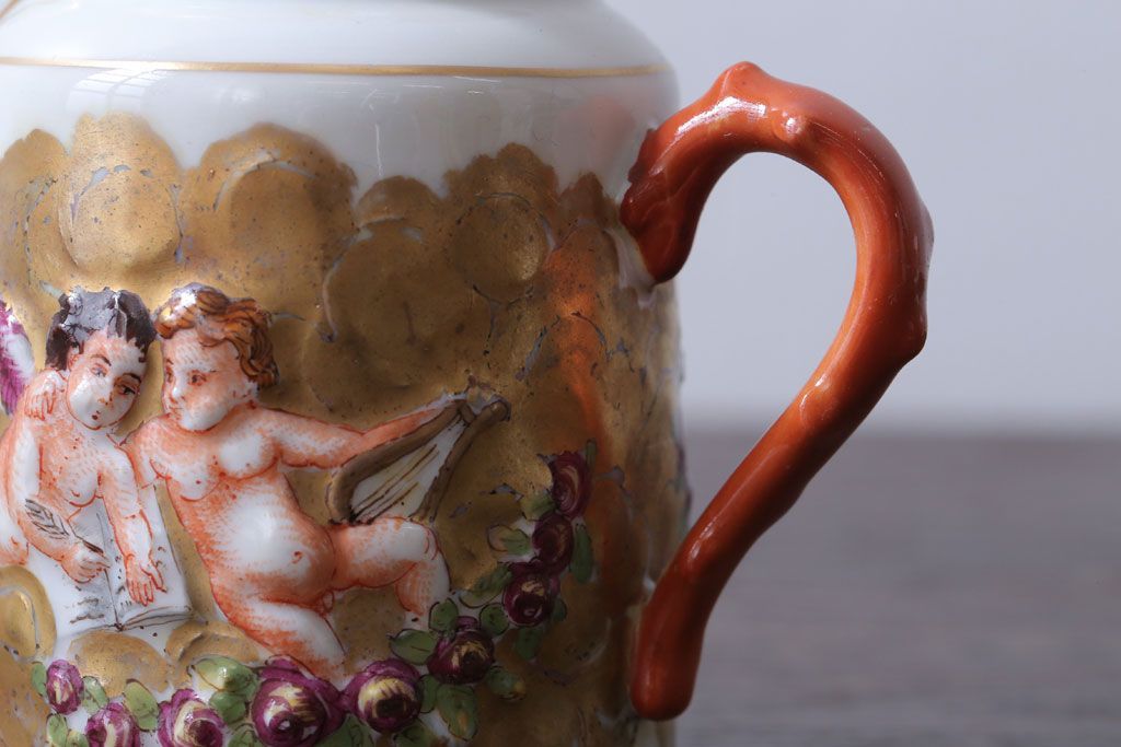 アンティーク雑貨　アンティーク　イタリアRichard Ginori(リチャード・ジノリ)　カポディモンテ　クリーマー・シュガーポット2点セット(洋食器)