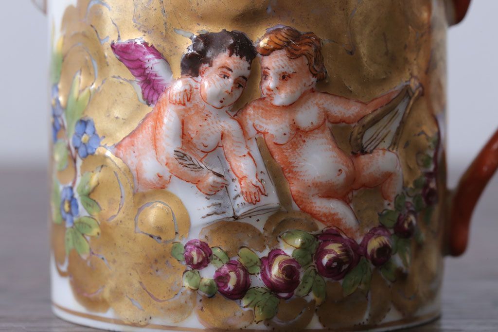 アンティーク雑貨　アンティーク　イタリアRichard Ginori(リチャード・ジノリ)　カポディモンテ　クリーマー・シュガーポット2点セット(洋食器)