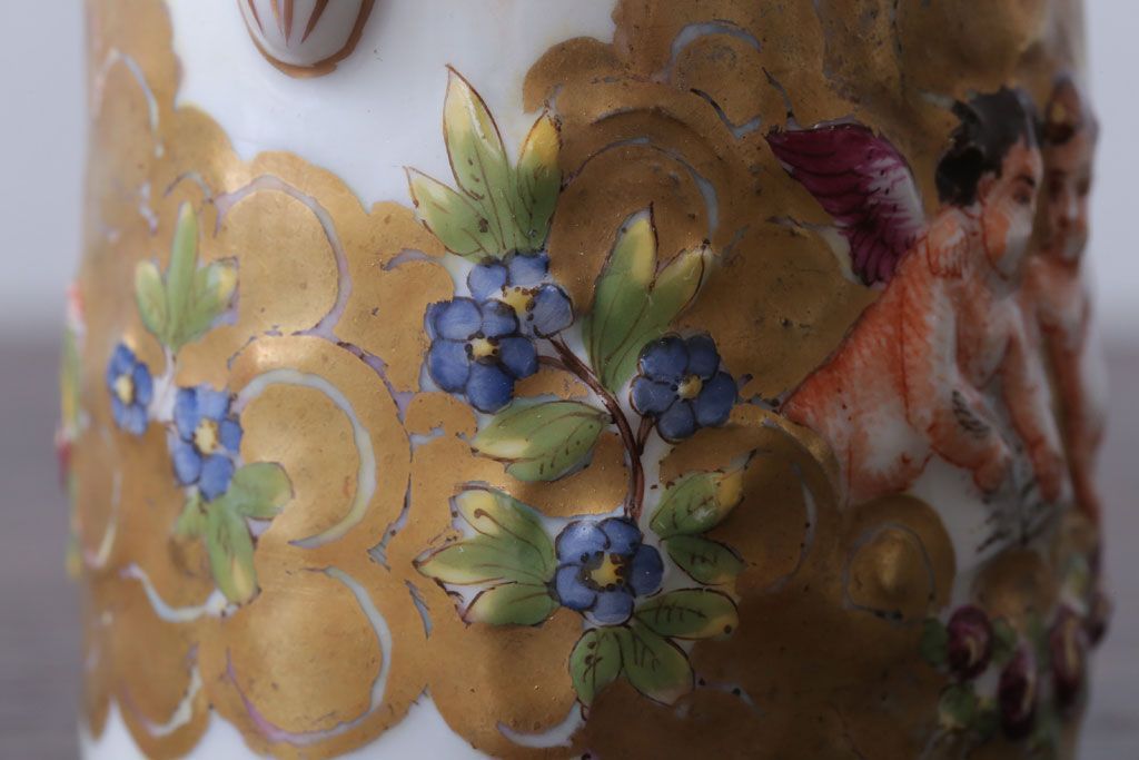 アンティーク雑貨　アンティーク　イタリアRichard Ginori(リチャード・ジノリ)　カポディモンテ　クリーマー・シュガーポット2点セット(洋食器)