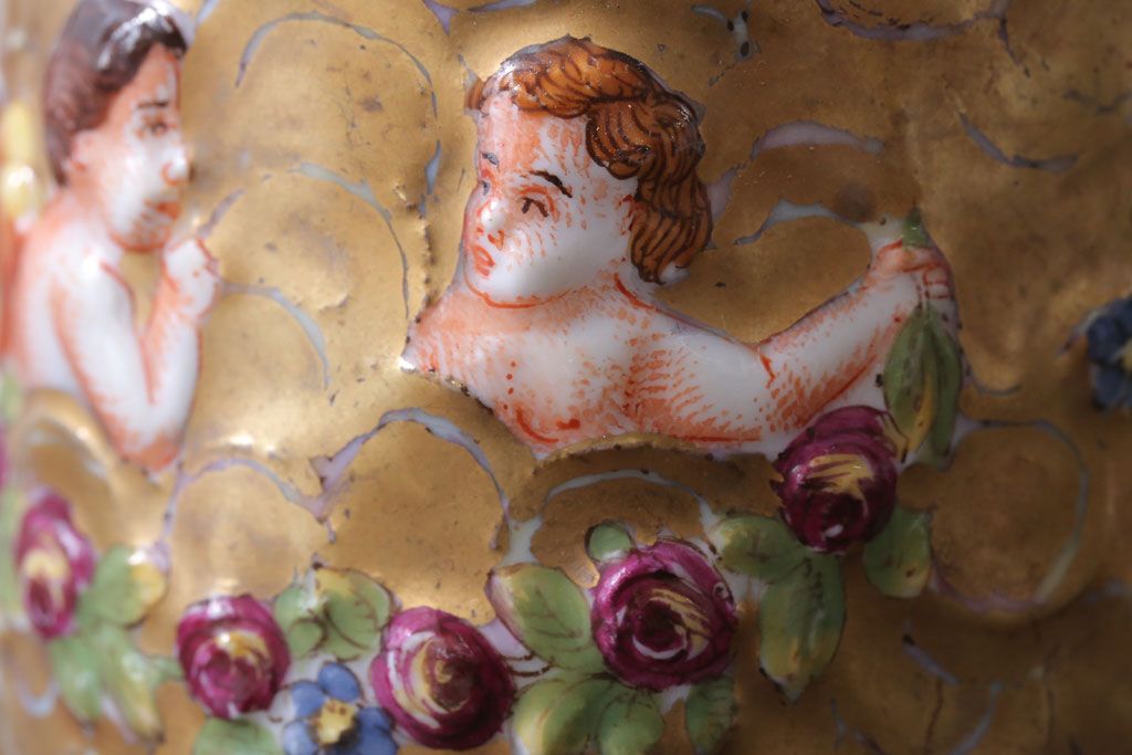 アンティーク雑貨　アンティーク　イタリアRichard Ginori(リチャード・ジノリ)　カポディモンテ　クリーマー・シュガーポット2点セット(洋食器)