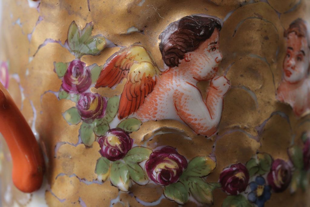 アンティーク雑貨　アンティーク　イタリアRichard Ginori(リチャード・ジノリ)　カポディモンテ　クリーマー・シュガーポット2点セット(洋食器)