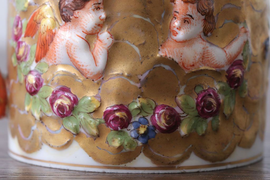 アンティーク雑貨　アンティーク　イタリアRichard Ginori(リチャード・ジノリ)　カポディモンテ　クリーマー・シュガーポット2点セット(洋食器)