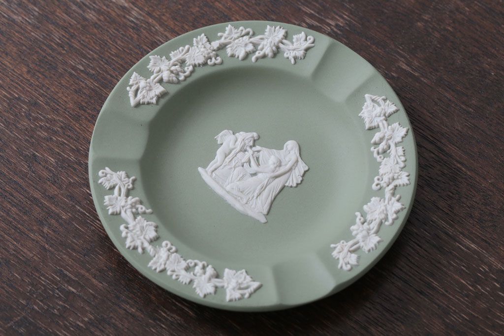 アンティーク雑貨　中古　イギリスWedgwood(ウェッジウッド)　ジャスパー グリーン　灰皿