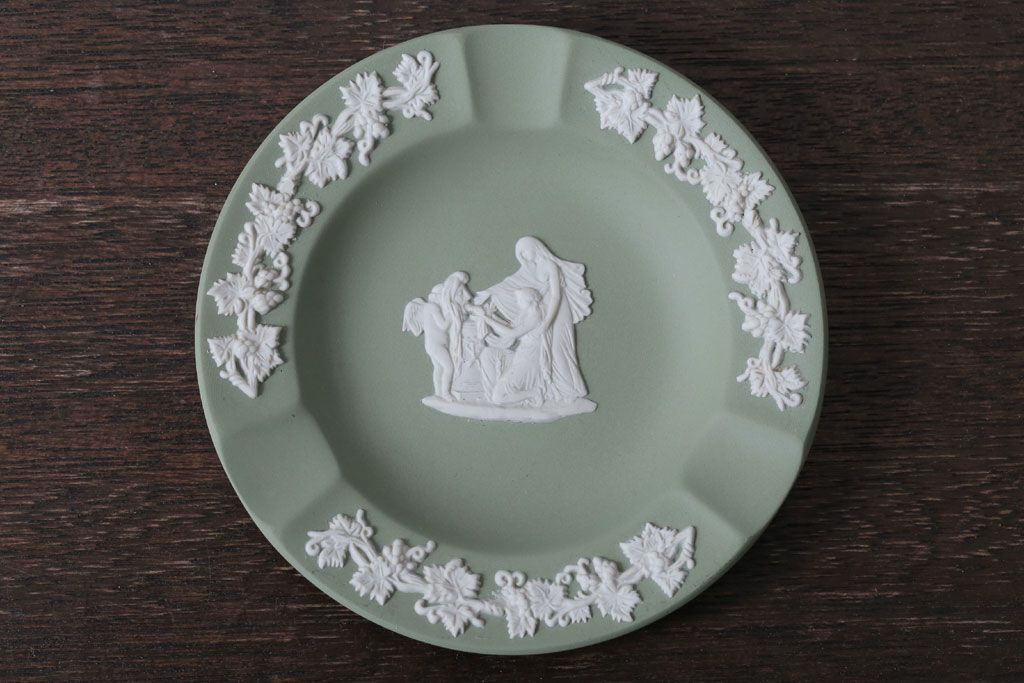 アンティーク雑貨　中古　イギリスWedgwood(ウェッジウッド)　ジャスパー グリーン　灰皿