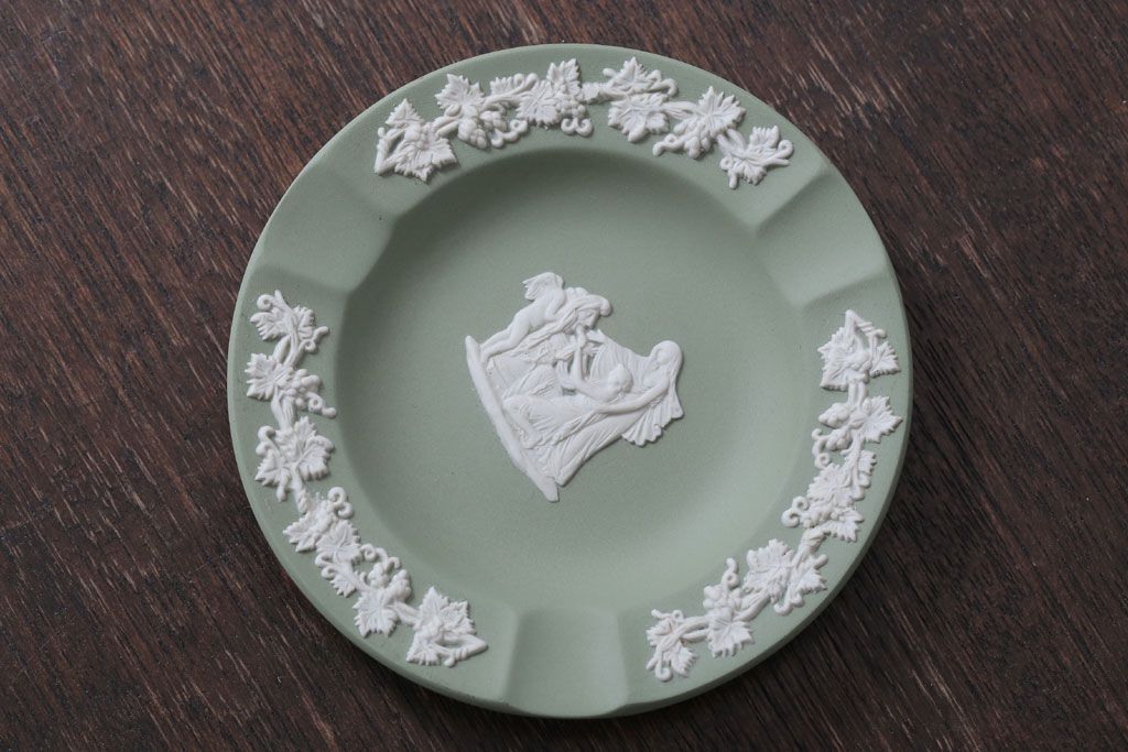 アンティーク雑貨　中古　イギリスWedgwood(ウェッジウッド)　ジャスパー グリーン　灰皿