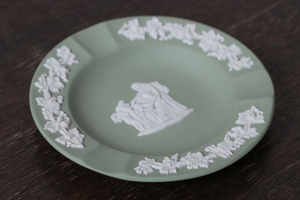 アンティーク雑貨　中古　イギリスWedgwood(ウェッジウッド)　ジャスパー グリーン　灰皿