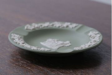 アンティーク雑貨　中古　イギリスWedgwood(ウェッジウッド)　ジャスパー グリーン　灰皿