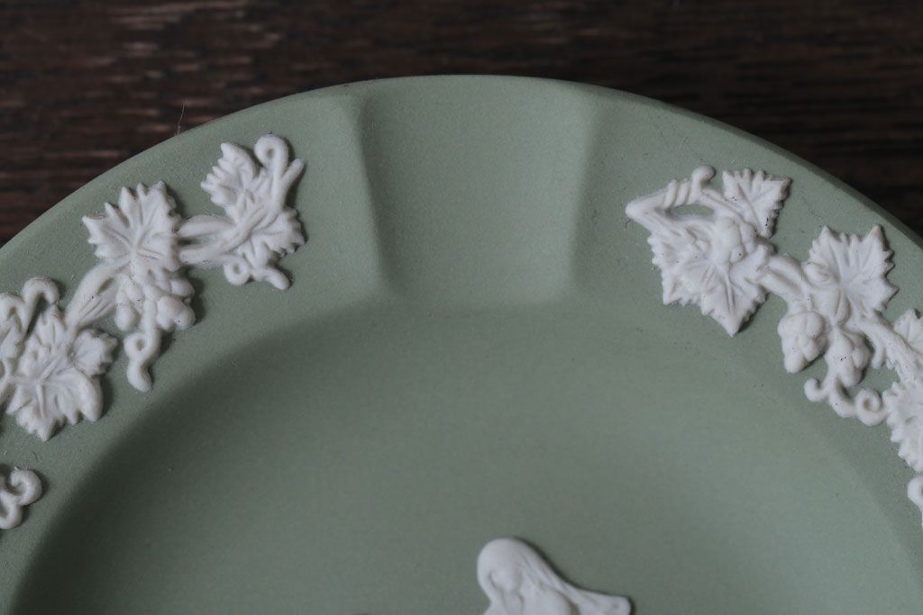 アンティーク雑貨　中古　イギリスWedgwood(ウェッジウッド)　ジャスパー グリーン　灰皿