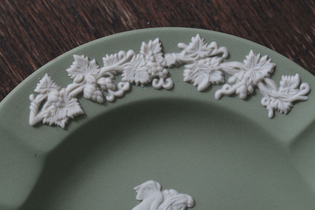 アンティーク雑貨　中古　イギリスWedgwood(ウェッジウッド)　ジャスパー グリーン　灰皿