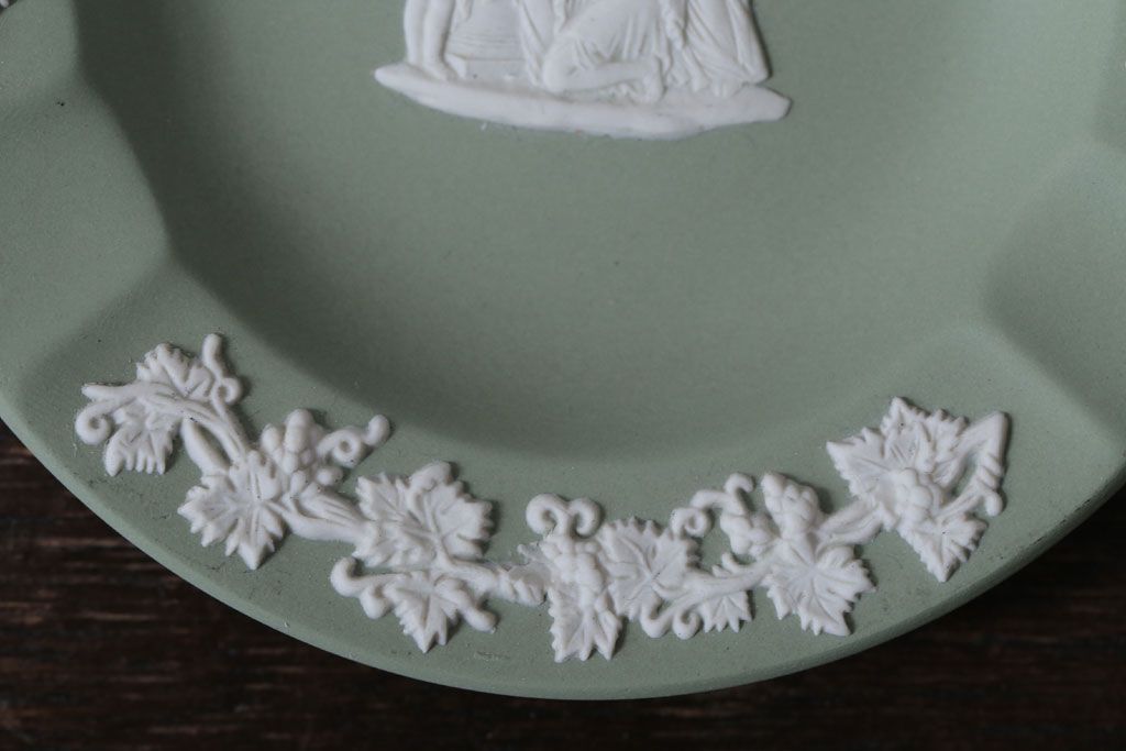アンティーク雑貨　中古　イギリスWedgwood(ウェッジウッド)　ジャスパー グリーン　灰皿