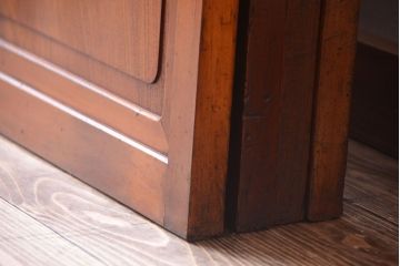 古民具・骨董　裏障子付き!デザインガラス帯のアンティーク格子戸4枚セット(2)