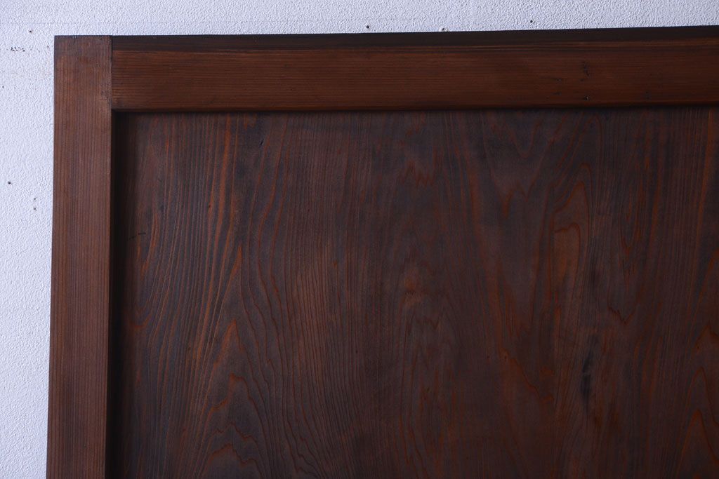 古民具・骨董　組子入りすりガラス帯のアンティーク板戸2枚セット