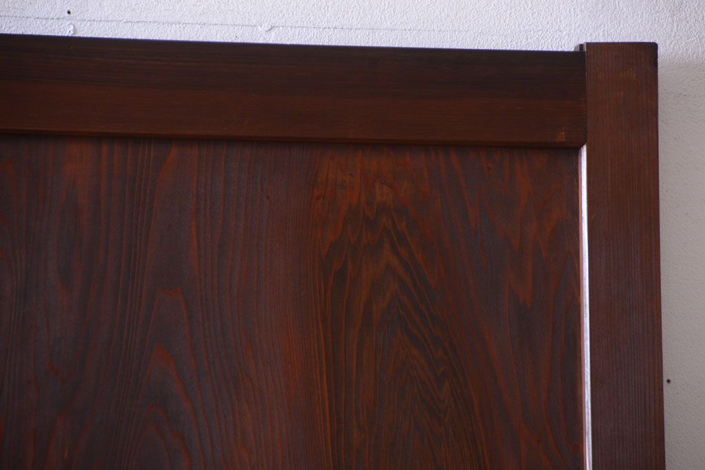 古民具・骨董　組子入りすりガラス帯のアンティーク板戸2枚セット