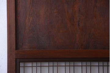 古民具・骨董　組子入りすりガラス帯のアンティーク板戸2枚セット