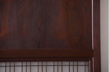 古民具・骨董　組子入りすりガラス帯のアンティーク板戸2枚セット