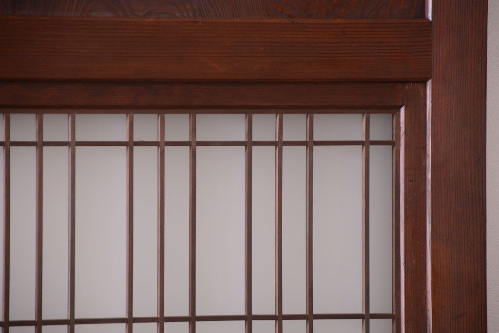 古民具・骨董　組子入りすりガラス帯のアンティーク板戸2枚セット