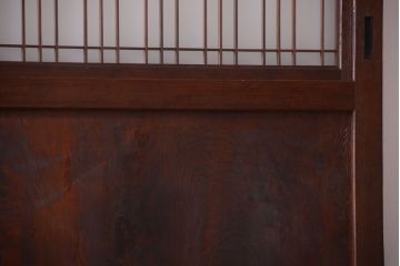 古民具・骨董　組子入りすりガラス帯のアンティーク板戸2枚セット