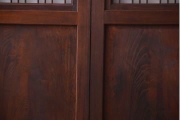 古民具・骨董　組子入りすりガラス帯のアンティーク板戸2枚セット