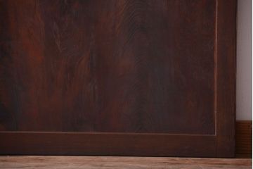 古民具・骨董　組子入りすりガラス帯のアンティーク板戸2枚セット