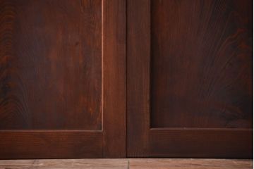 古民具・骨董　組子入りすりガラス帯のアンティーク板戸2枚セット