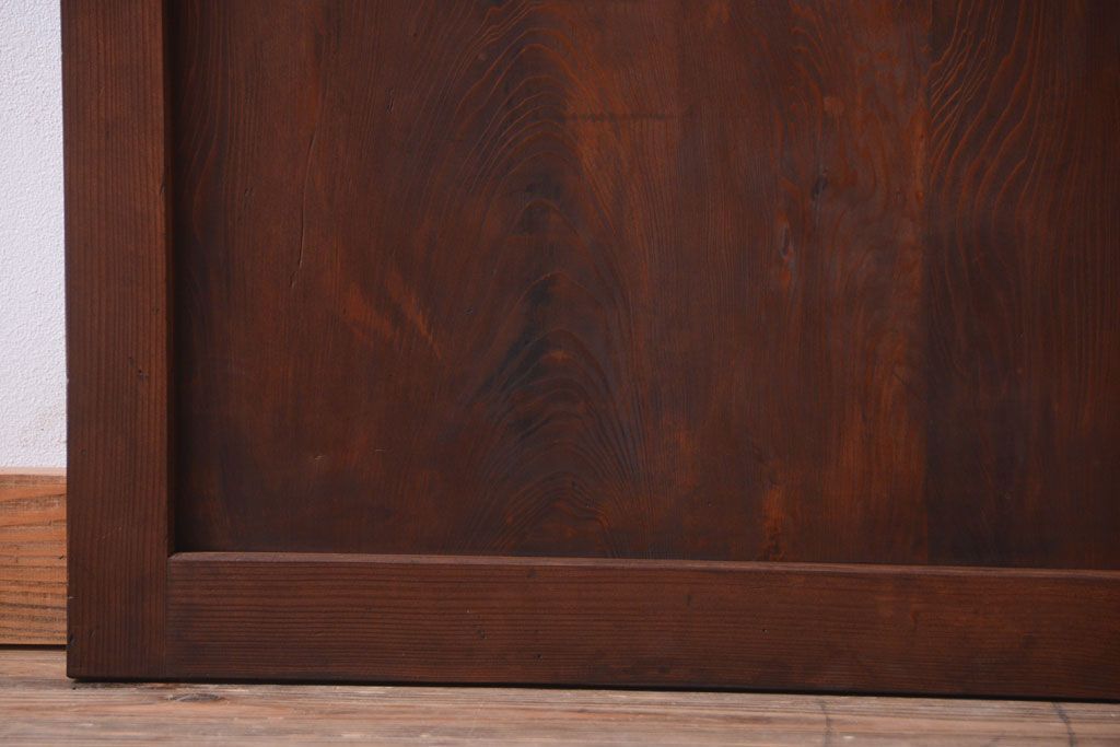 古民具・骨董　組子入りすりガラス帯のアンティーク板戸2枚セット