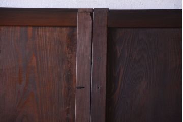 古民具・骨董　組子入りすりガラス帯のアンティーク板戸2枚セット