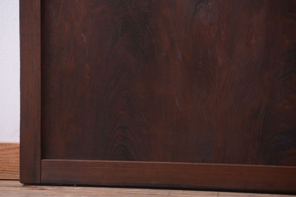 古民具・骨董　組子入りすりガラス帯のアンティーク板戸2枚セット