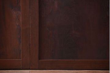 古民具・骨董　組子入りすりガラス帯のアンティーク板戸2枚セット