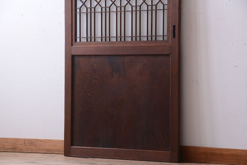 古民具・骨董　組子入りすりガラス帯のアンティーク板戸