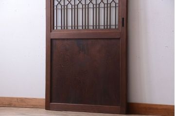 古民具・骨董　組子入りすりガラス帯のアンティーク板戸