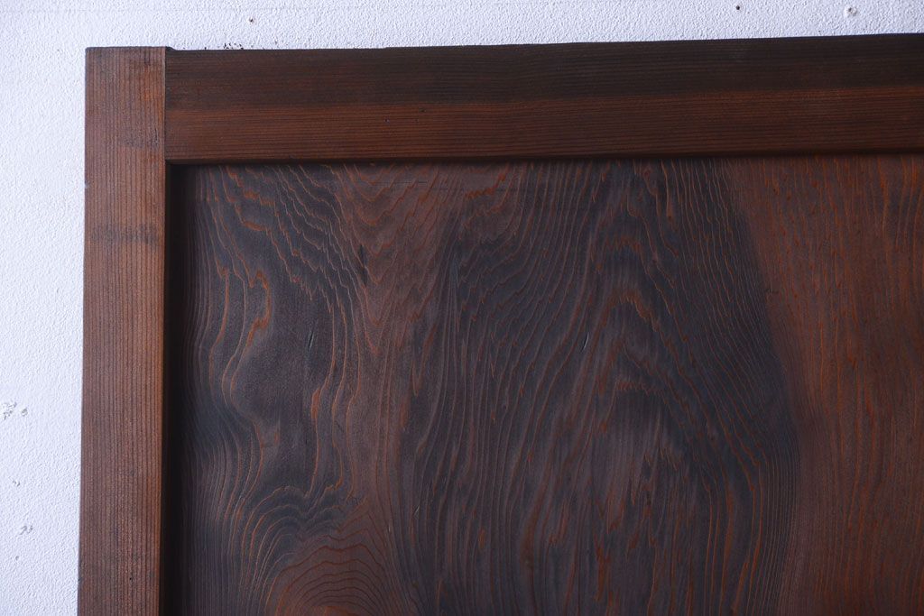 古民具・骨董　組子入りすりガラス帯のアンティーク板戸