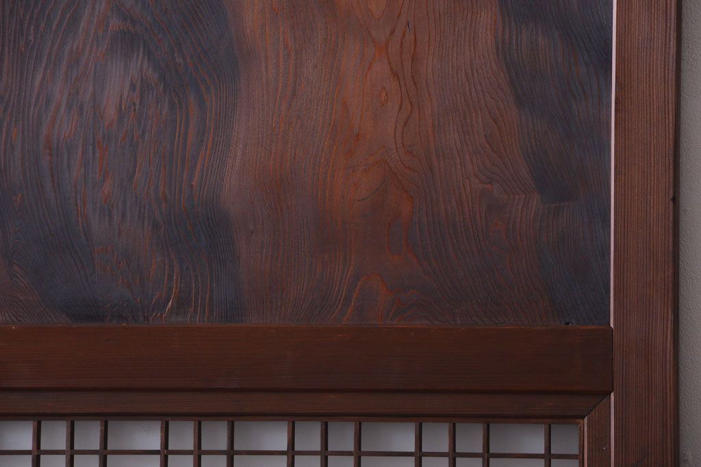 古民具・骨董　組子入りすりガラス帯のアンティーク板戸