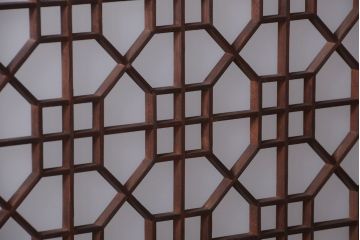 古民具・骨董　組子入りすりガラス帯のアンティーク板戸