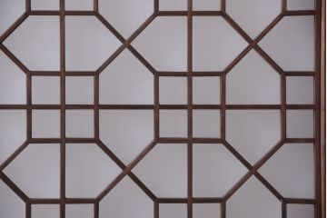 古民具・骨董　組子入りすりガラス帯のアンティーク板戸